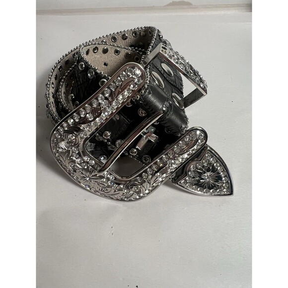 Western Rhinestone SM Bling Belt Crosses Black  Rhinestone Buckle 29 Crosses main image 12
